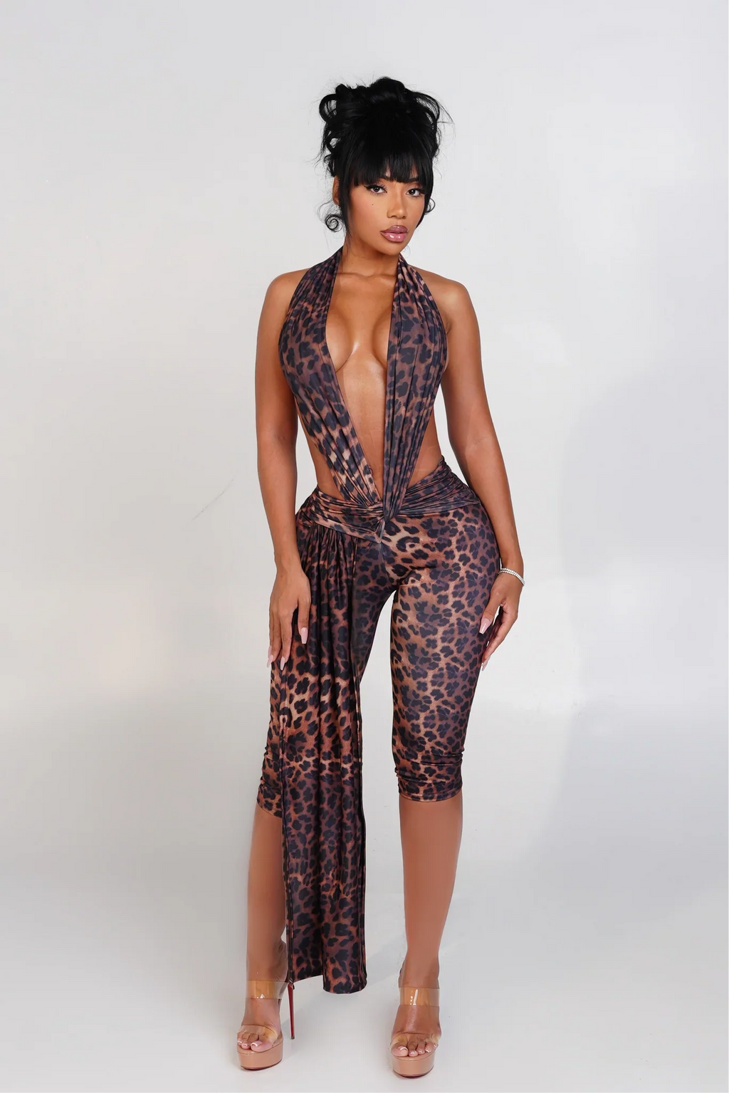 Meia Leopard Print Backless Jumpsuit