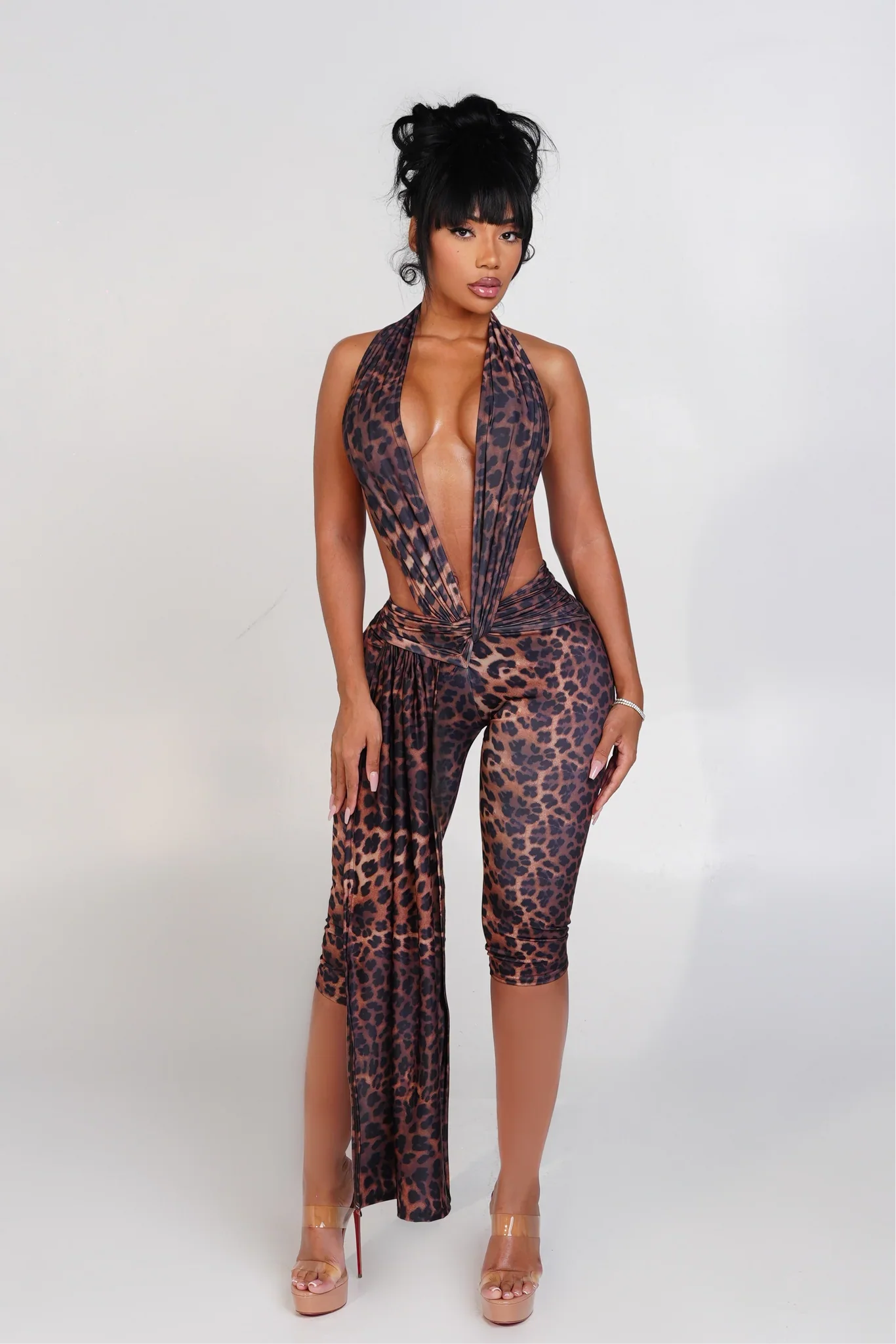 Meia Leopard Print Backless Jumpsuit