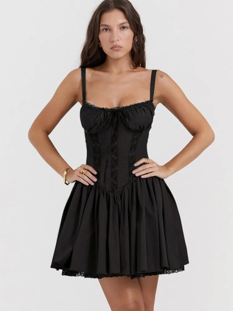 Caroline Lace Mini Dress Black