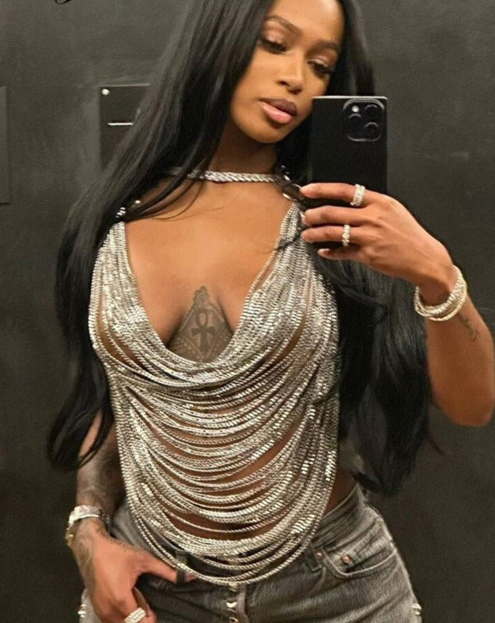 Chain Halter Crop Top
