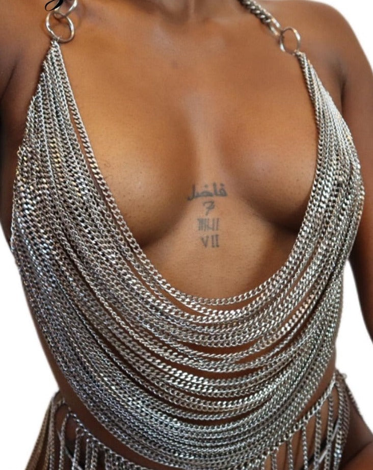 Chain Halter Crop Top