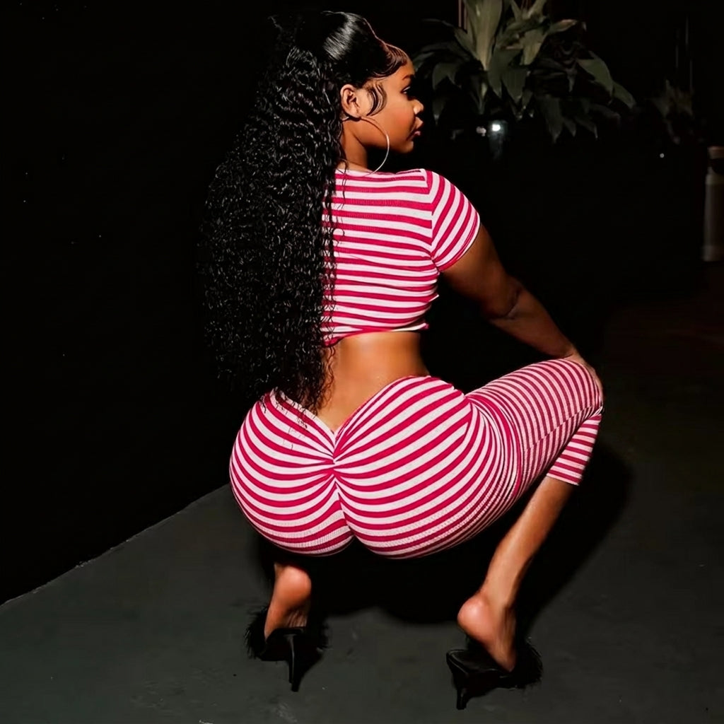 Striped 3 Piece Capri Set