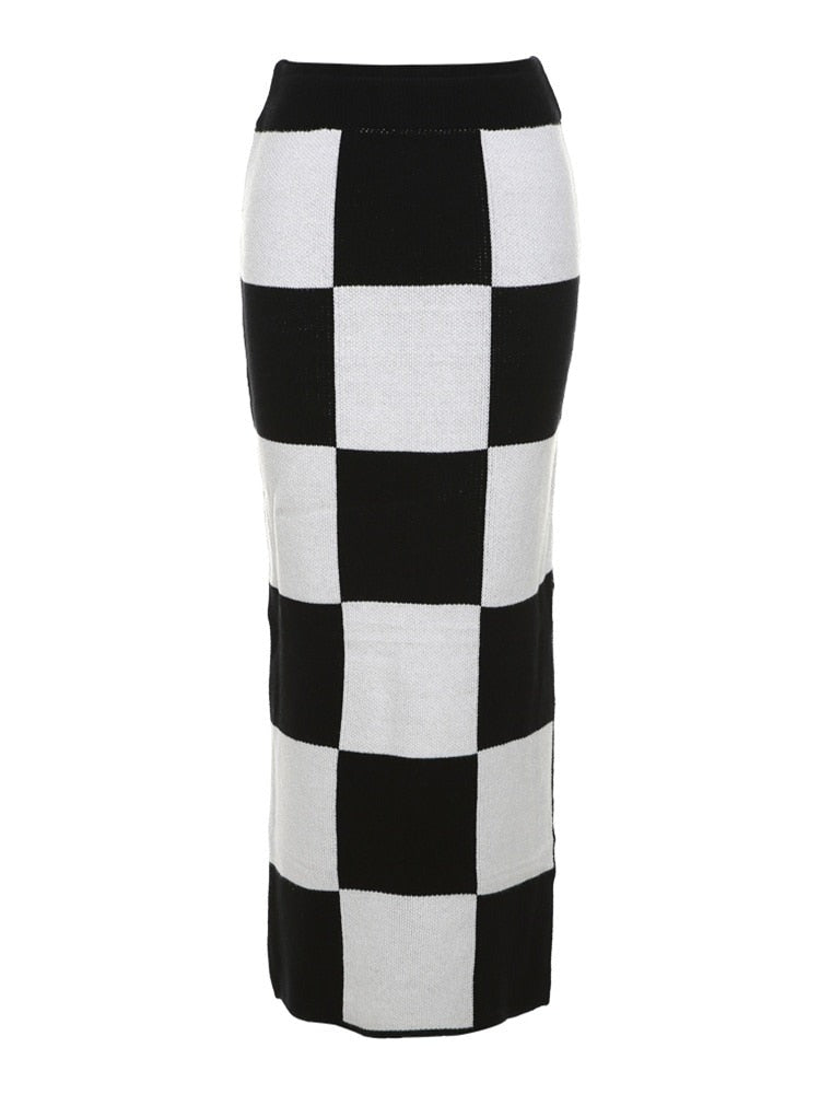 Checkerboard Knit Skirt