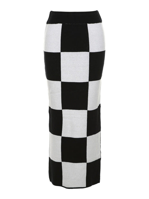 Checkerboard Knit Skirt
