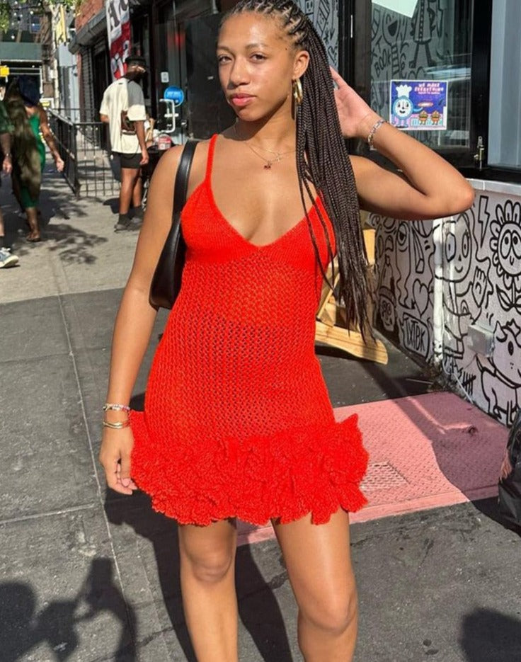 Cherish Me Knit Dress Red