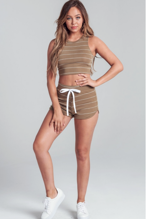 Cute And Caj Short Set - Olive