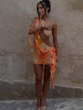 Orange drape mini dress