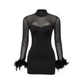 Kyhe Black Fur Wrist Mini Dress
