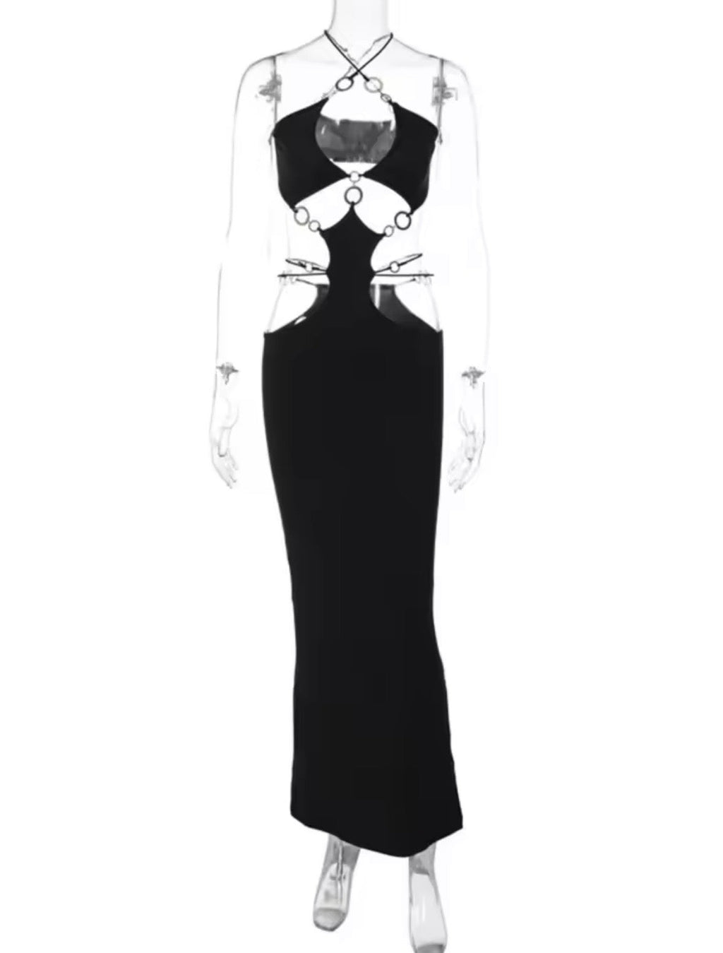Black cut out maxi dress