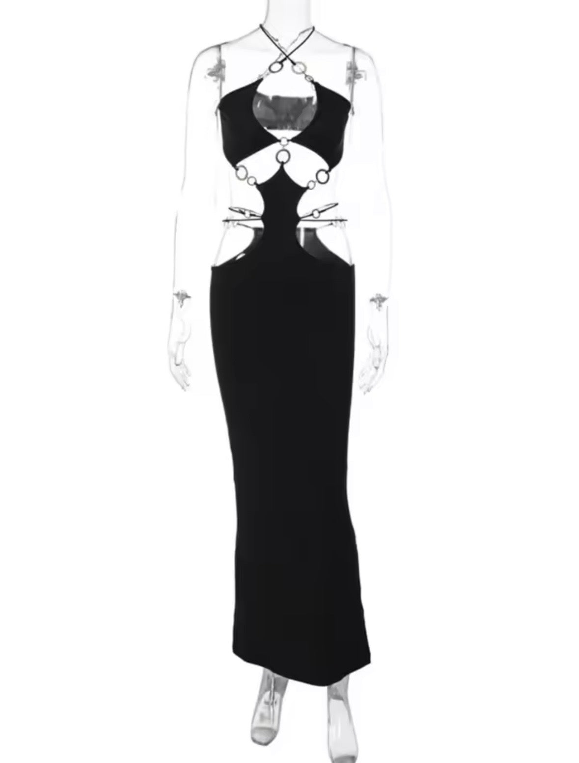 Black cut out maxi dress