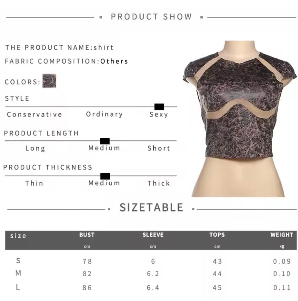 Brown faux leather crop tee