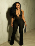 Daisy Mesh Jumpsuit Black