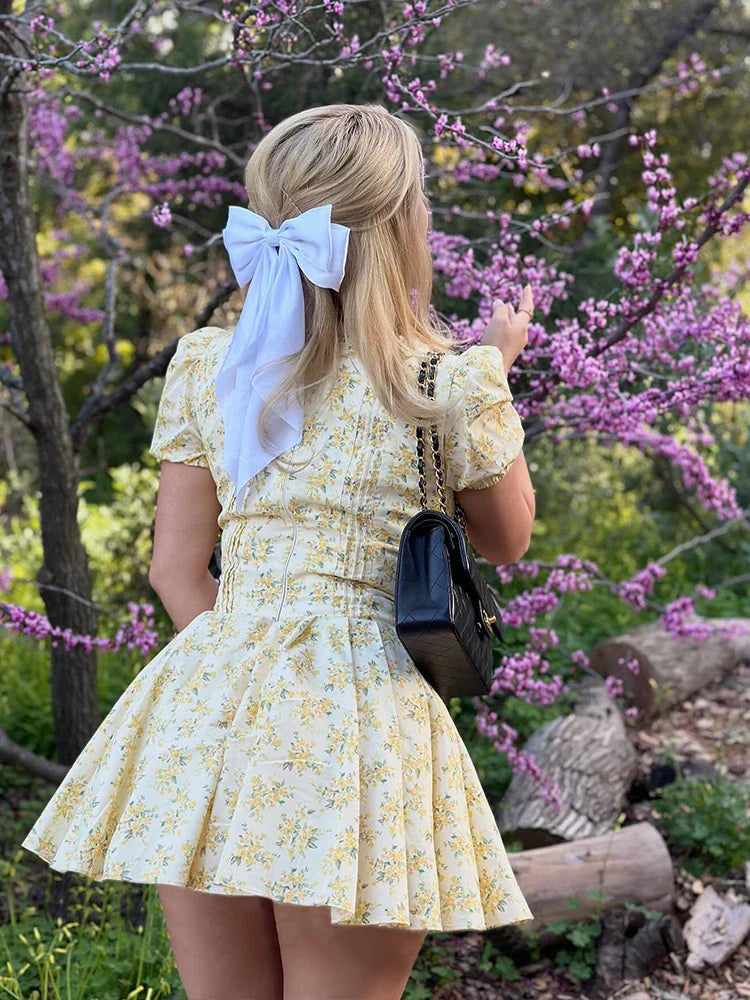 Deep-V Flower Fluffy Dress