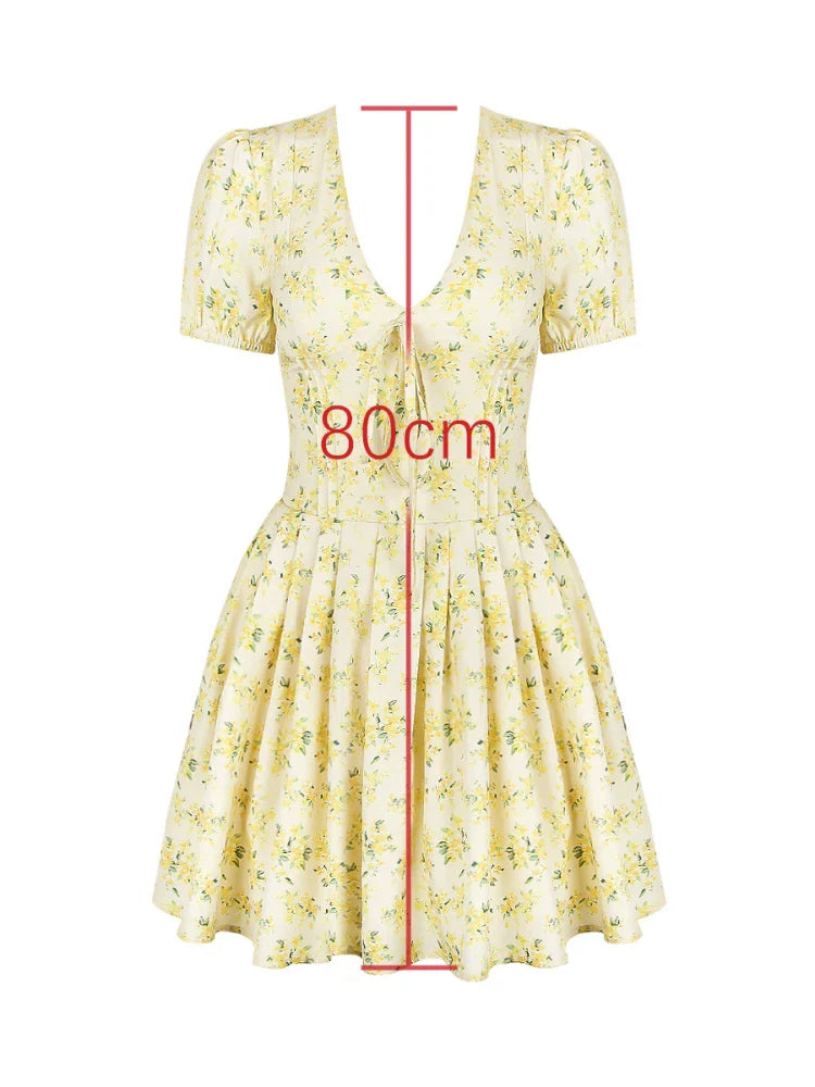 Deep-V Flower Fluffy Dress