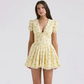 Deep-V Flower Fluffy Dress pls read size chart