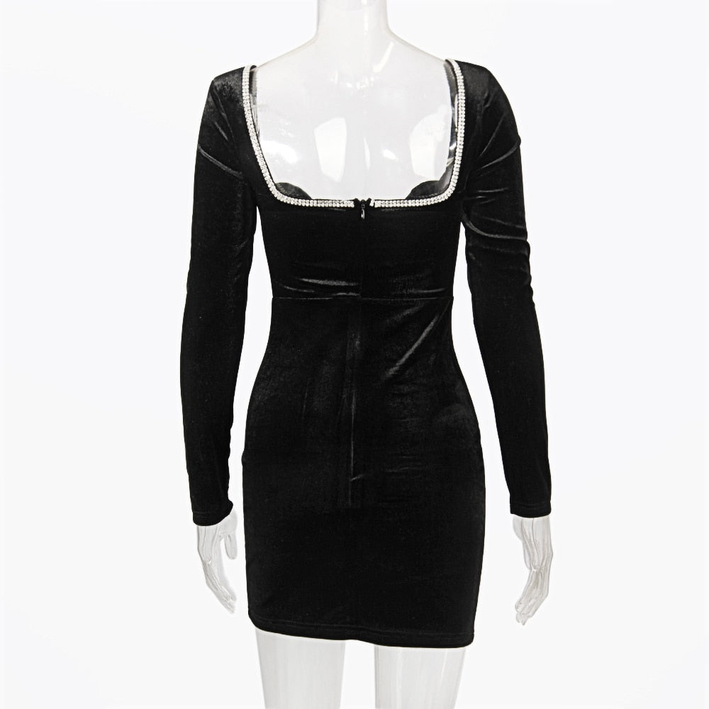 Diamante Crystal Velvet Dress