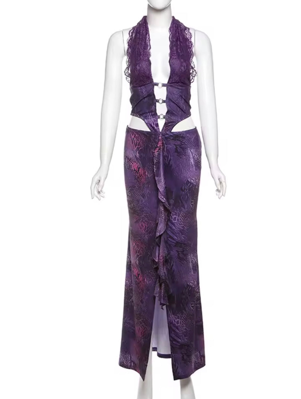 Purple cut out maxi dress