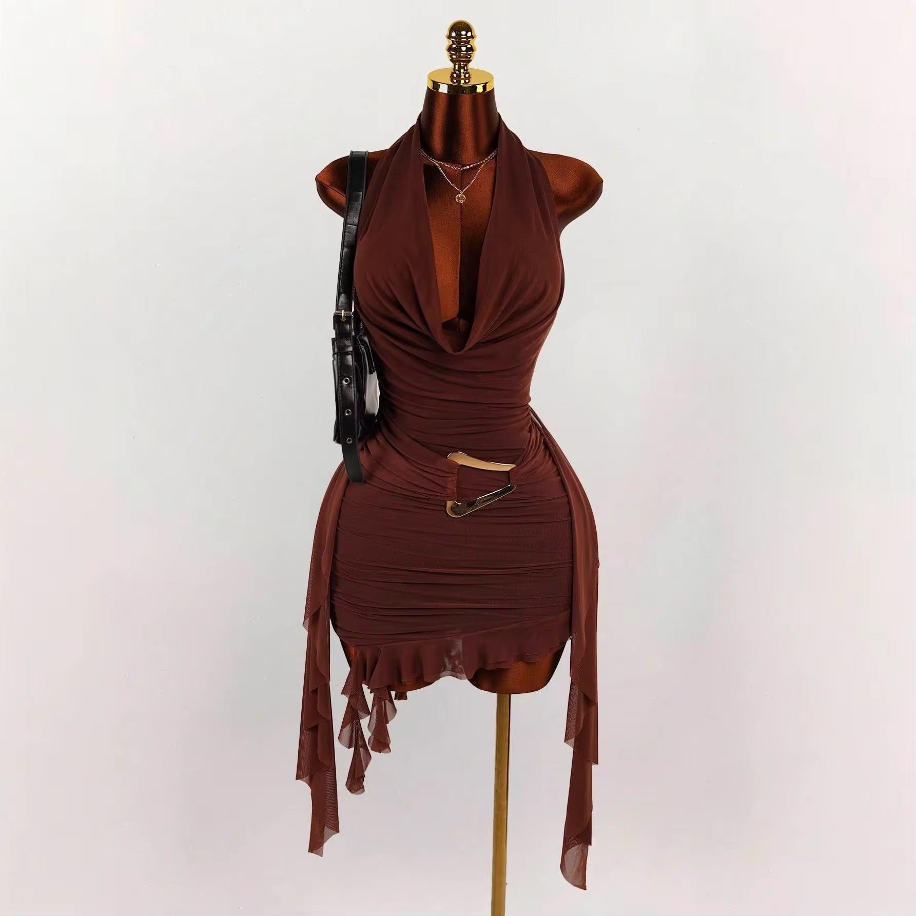 Ziya Brown Classy Sexy Dress