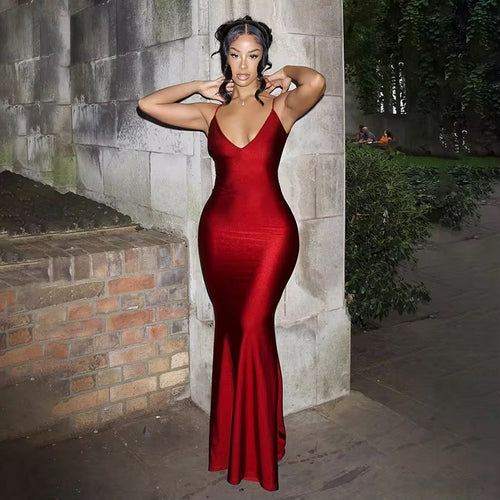 Charm Formal Backless Maxi Red Dress