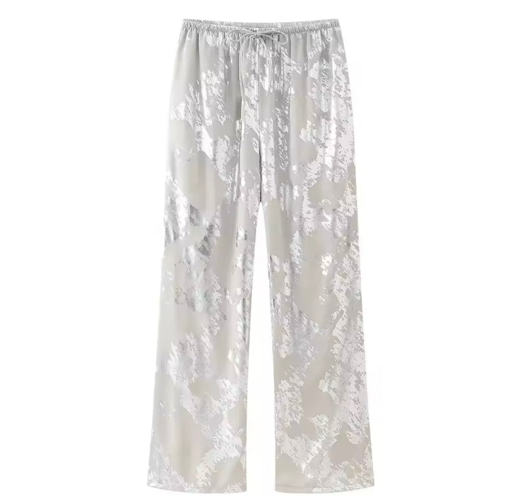 Metallic wide leg trousers
