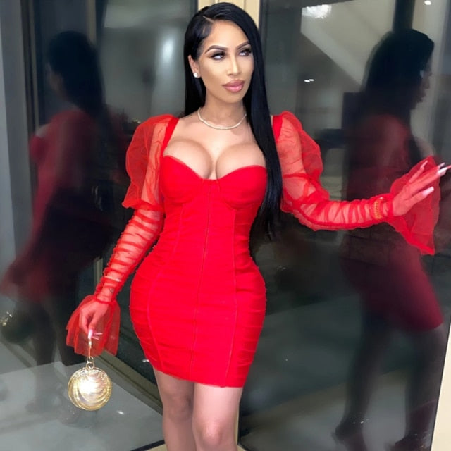 Elegant Bodycon Mini Dress Red