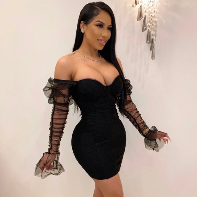 Elegant Bodycon Mini Dress Black