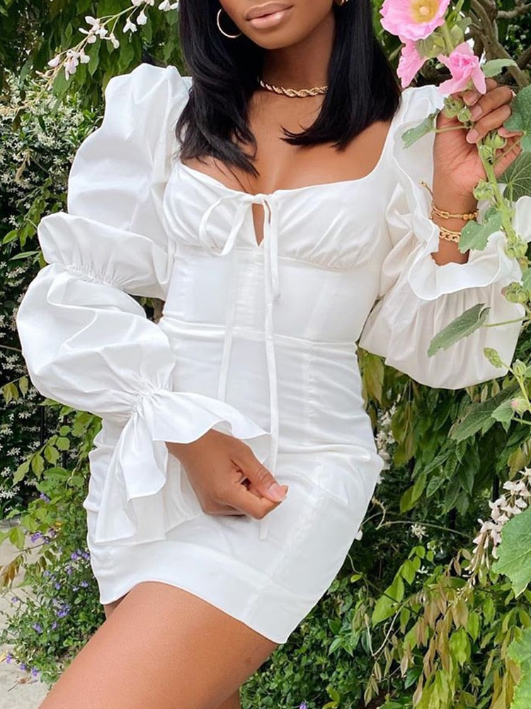 Elegant Puff Sleeve Fav Mini Dress