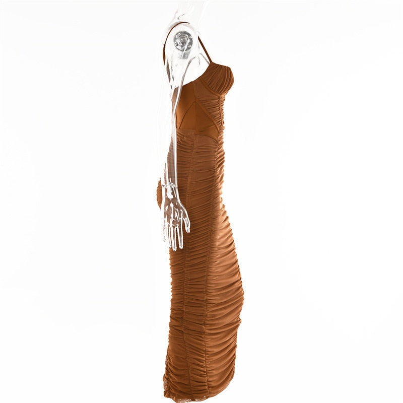 Elegant Ruched Corset Maxi Dress
