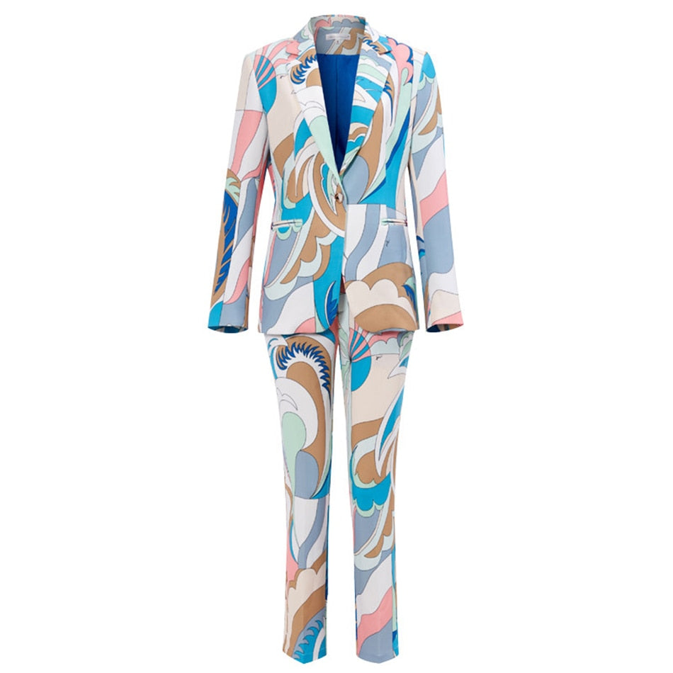 Elise Blazer Pants Set Turquoise