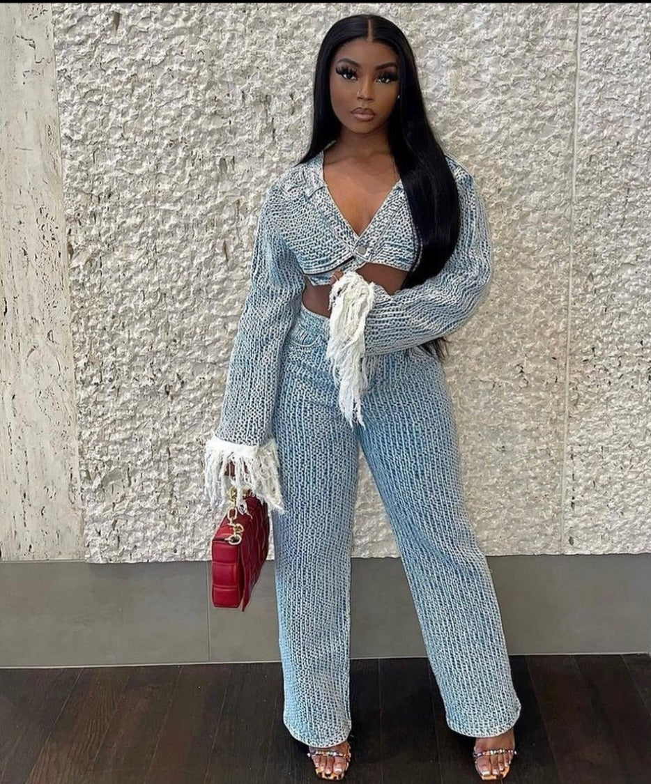 Eliza Denim Pants Set