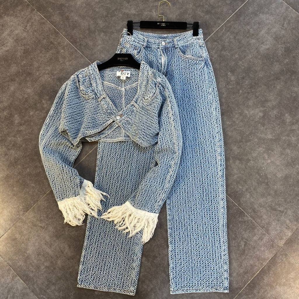 Eliza Denim Pants Set As Pictures