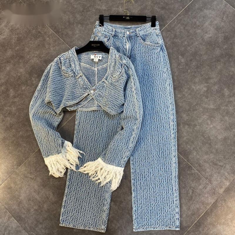 Eliza Denim Pants Set