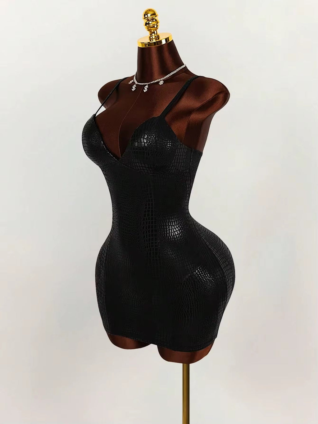 Gida Black Snake Print Mini Dress