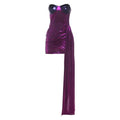 Emily Purple Shoulderless Metallic Mini Dress
