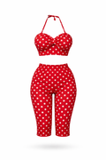 Sija Red Two Piece Polka Dot Set