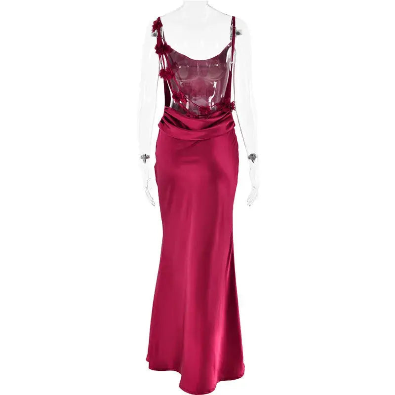 Floral Draped Backless Dress