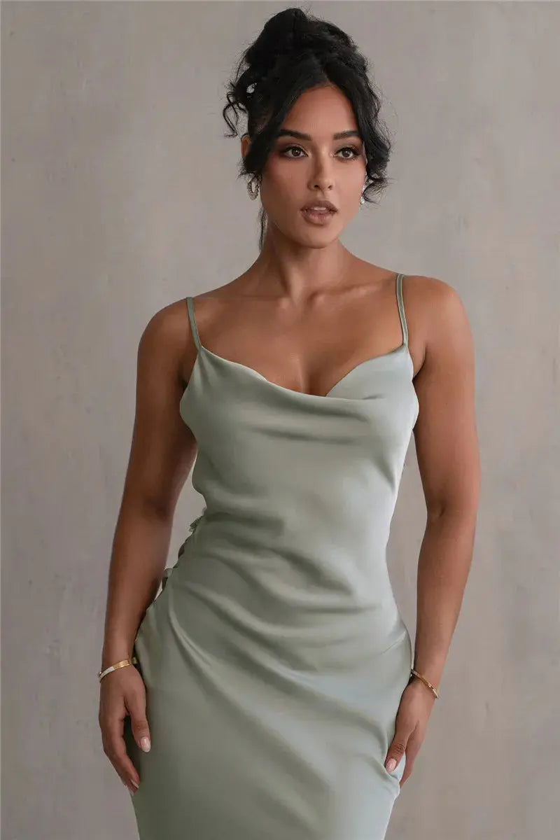 Floral Draped Backless Dress