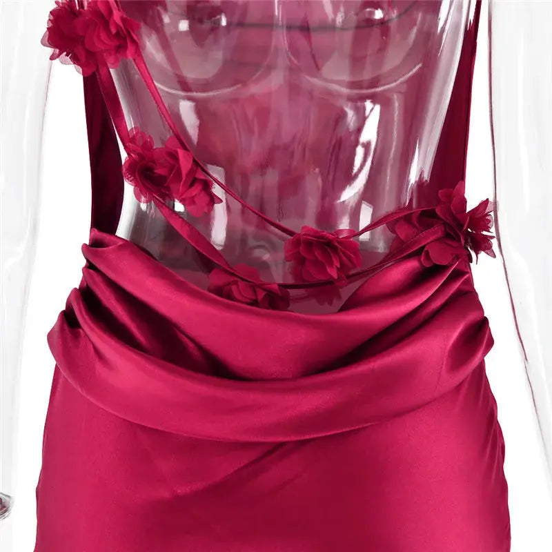 Floral Draped Backless Dress