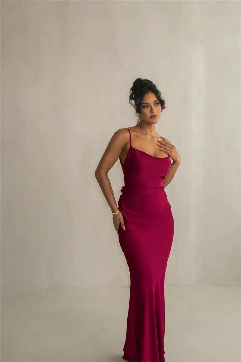 Floral Draped Backless Dress
