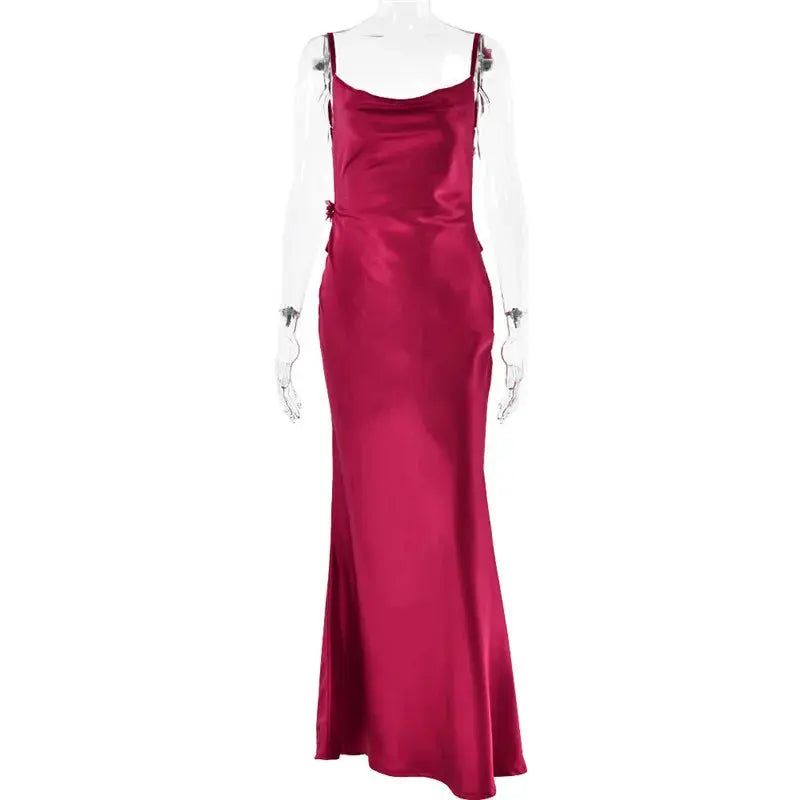 Floral Draped Backless Dress