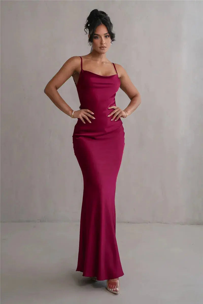 Floral Draped Backless Dress