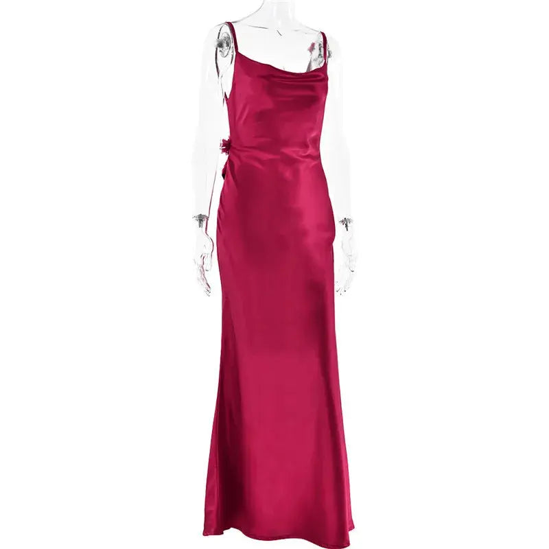 Floral Draped Backless Dress
