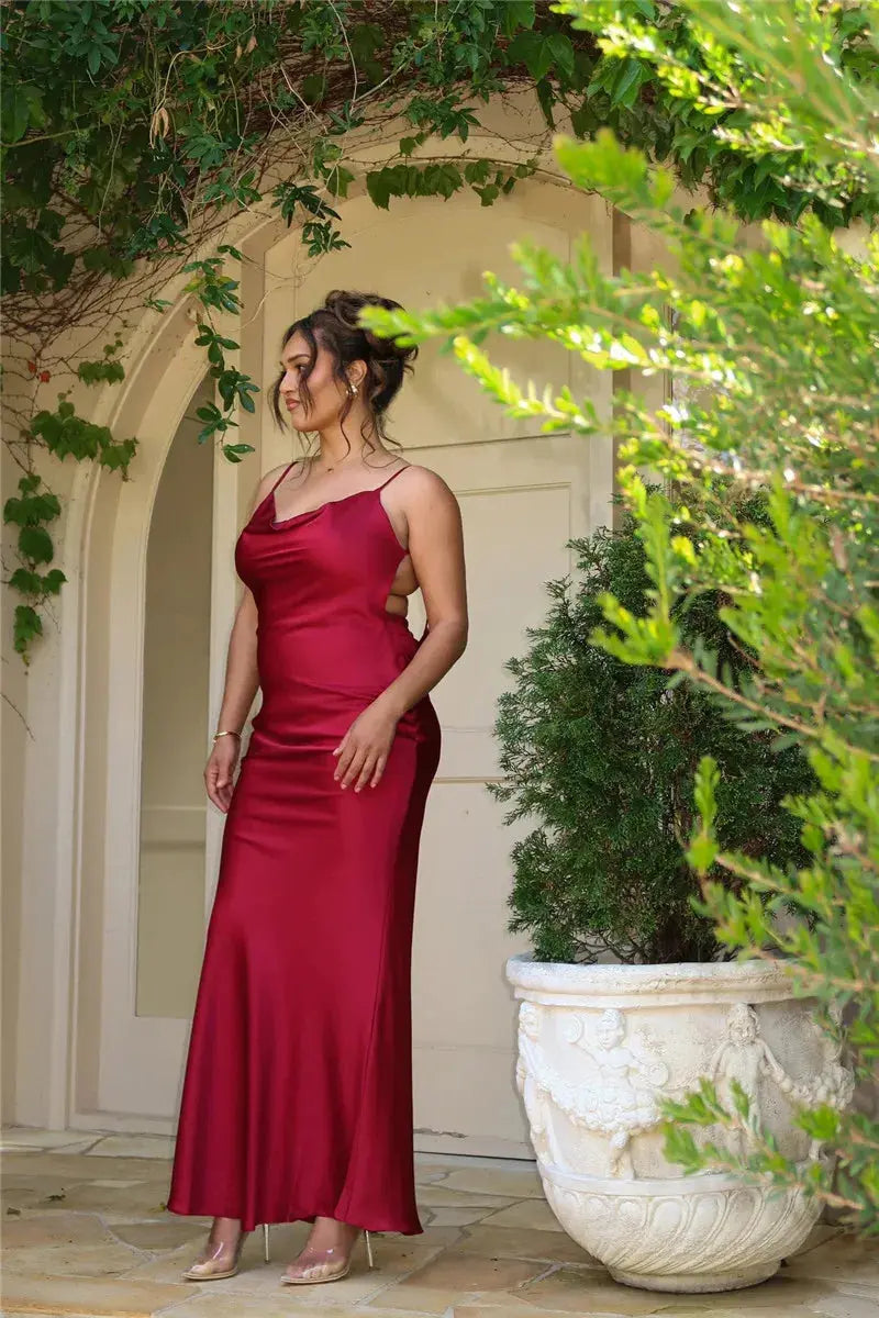 Floral Draped Backless Dress