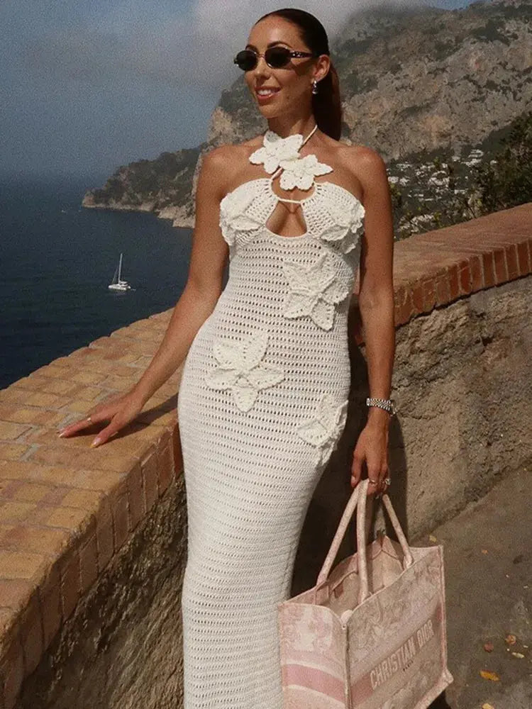 Floralle Crochet Knit Maxi Dress