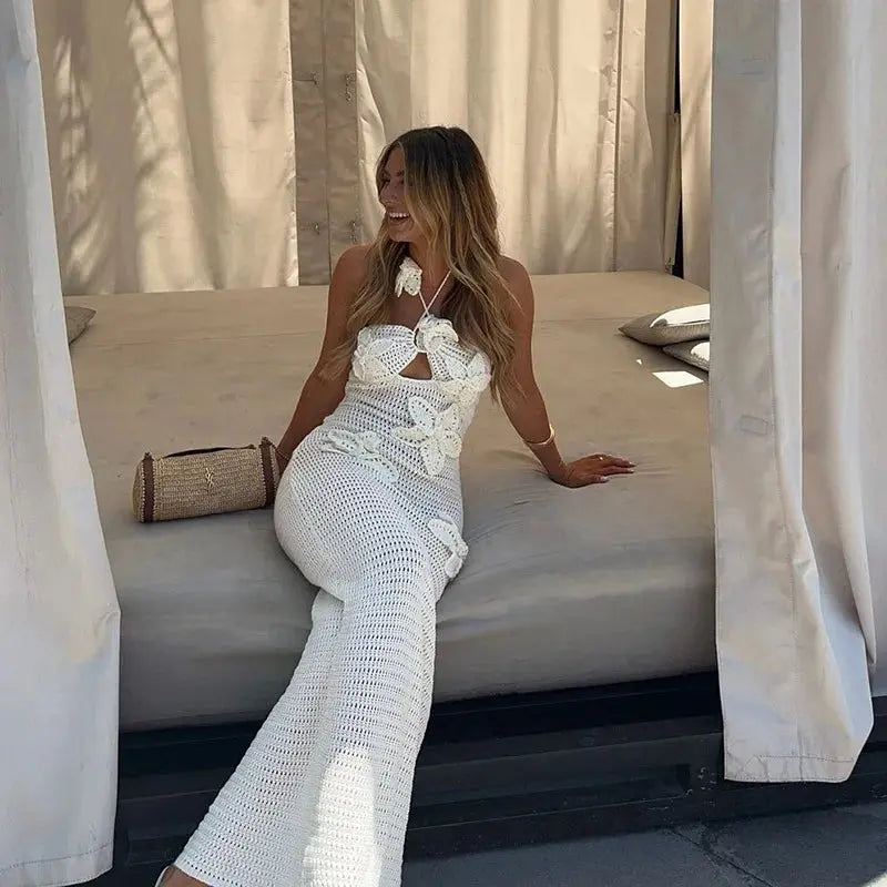 Floralle Crochet Knit Maxi Dress