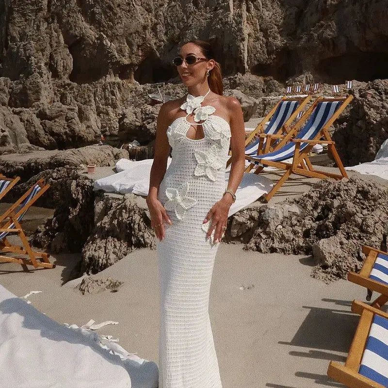 Floralle Crochet Knit Maxi Dress