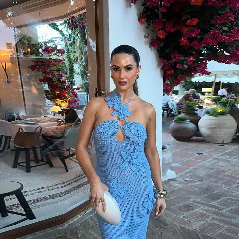 Floralle Crochet Knit Maxi Dress