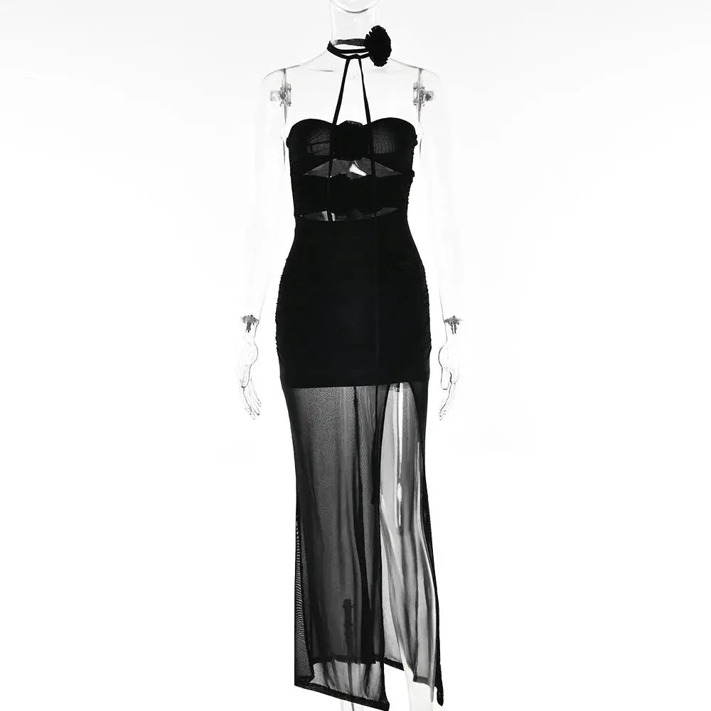Florally Mesh Maxi Dress