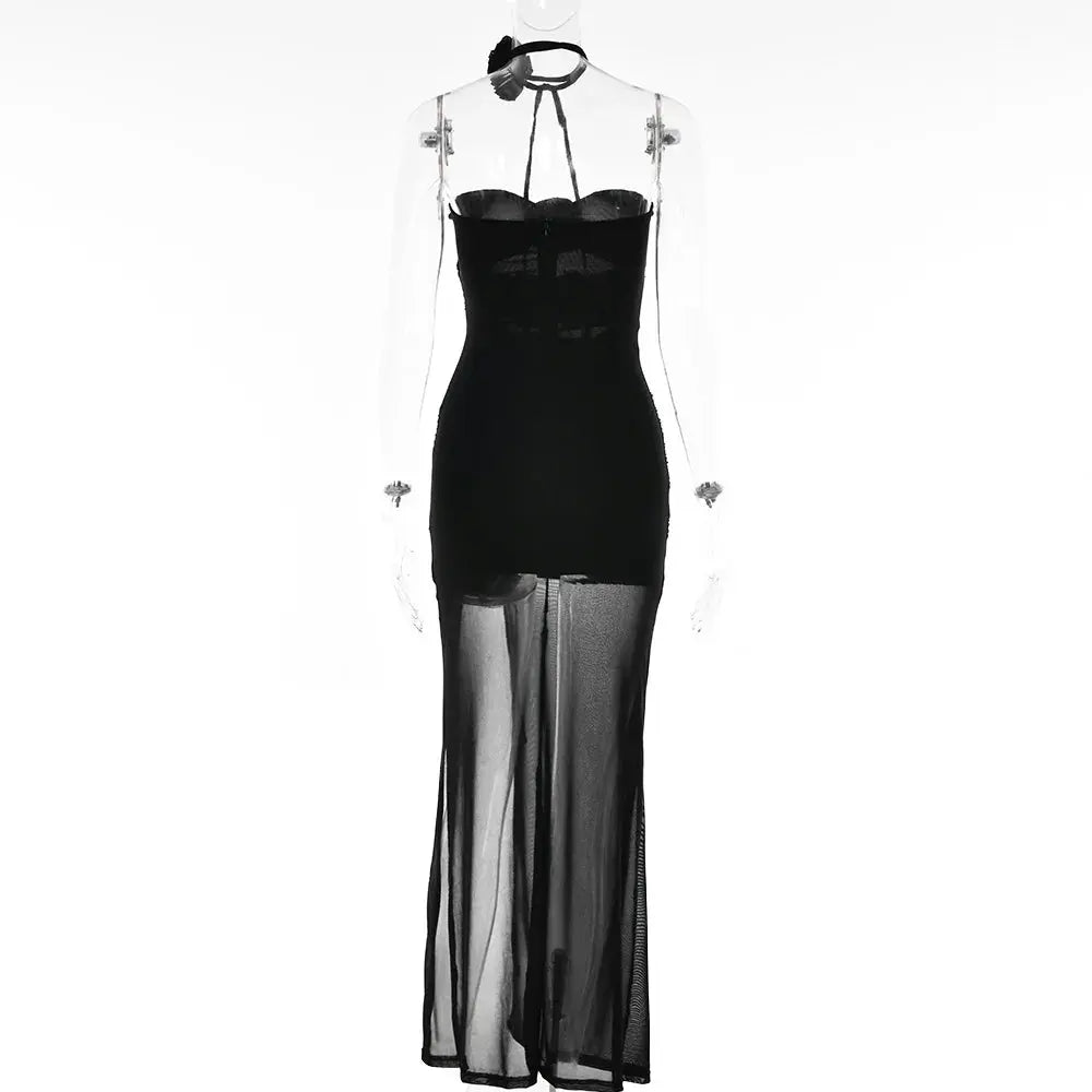 Florally Mesh Maxi Dress