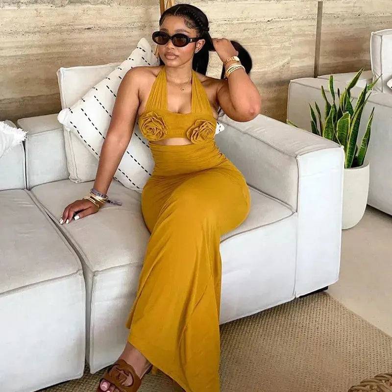 Flower Cutout Maxi Dress